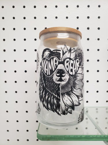 Mama Bear Glass Jar