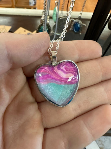 Pink/blue heart necklace