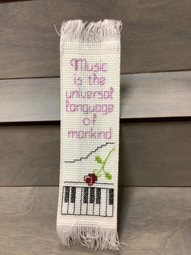 Music hand stitched bookmark