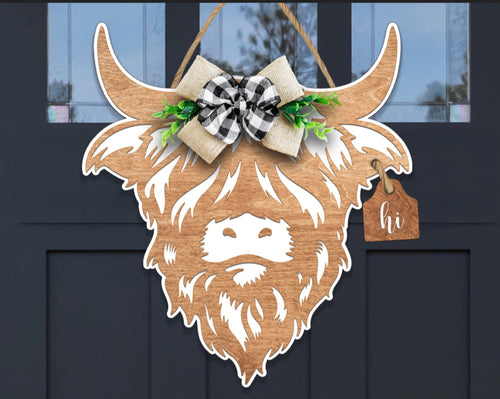 Highland Cow Door Sign