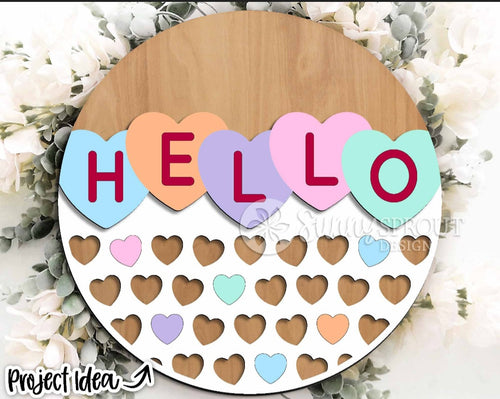 Hello Candy Heart Door Hanger