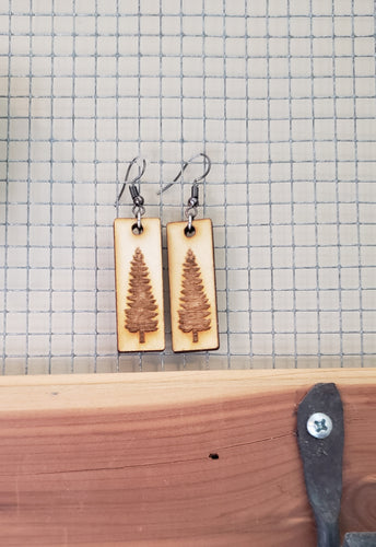 Engraved Tree Earrings