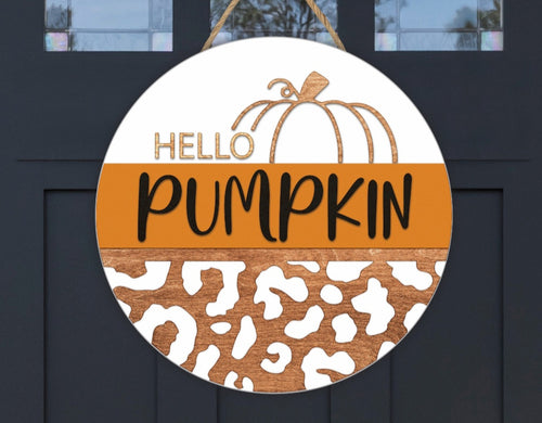 Hello Pumpkin Cheetah Print Door Sign