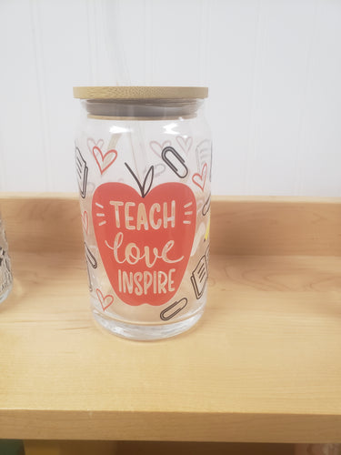 Teach Love Inspire Glass Jar