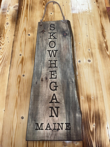 Dark Skowhegan Maine Sign