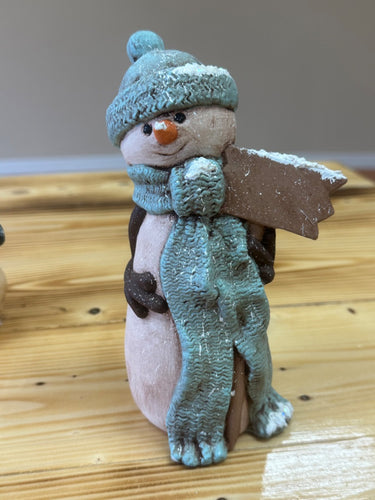 Ceramic Snowman with Sign