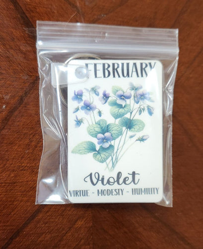 February Birth Flower Keychain