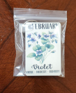 February Birth Flower Keychain