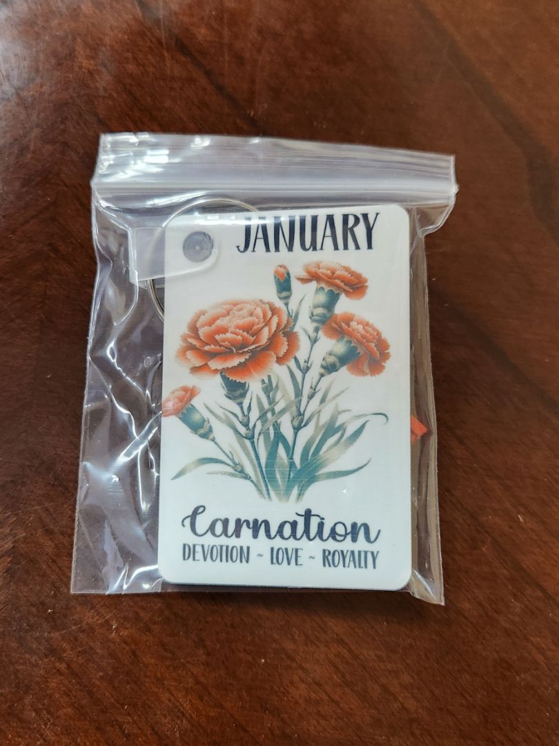 Jnuary Birth Flower Keychain