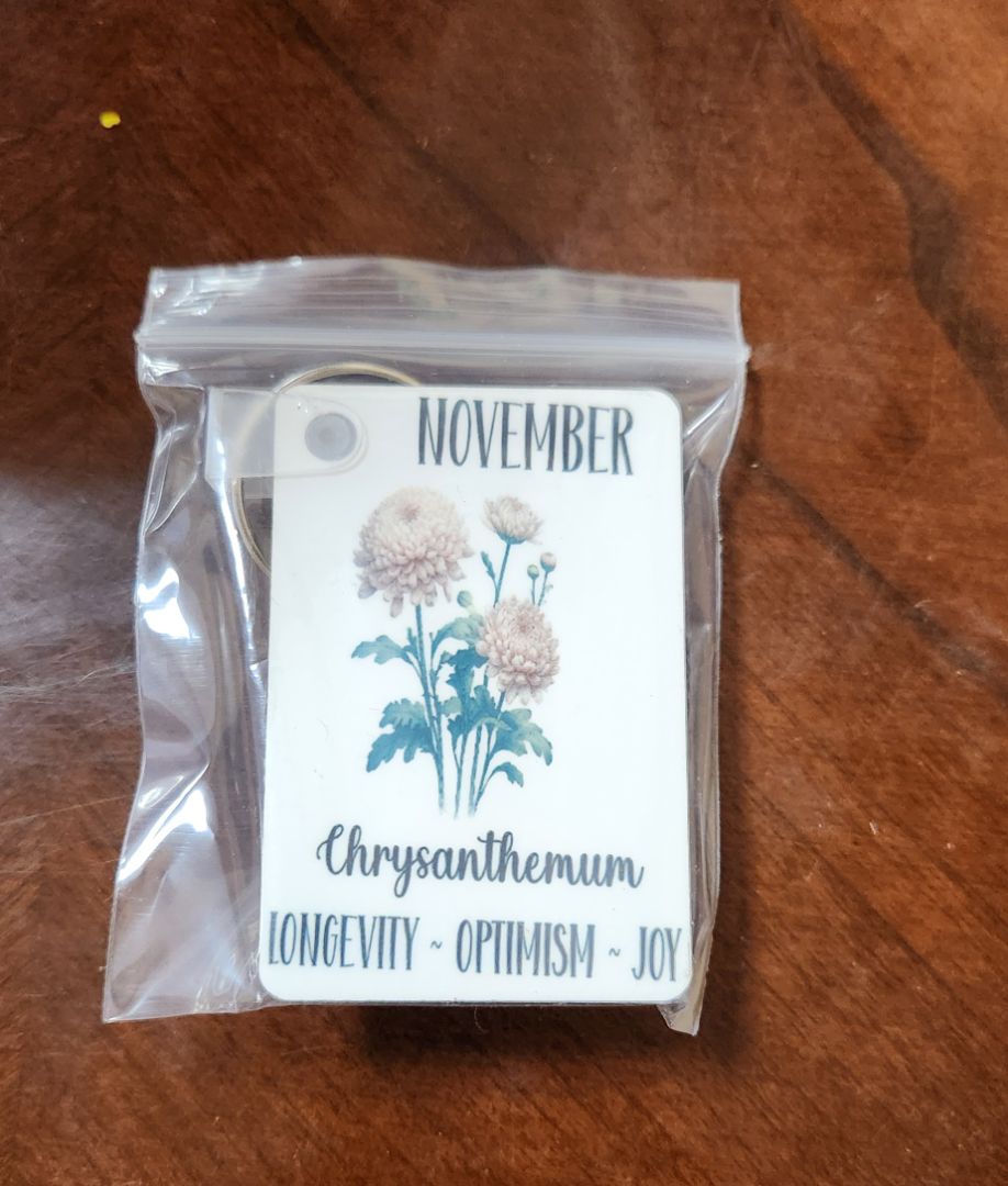 November Birth Flower Keychain