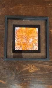 Orange Lino Cut Art Black Frame