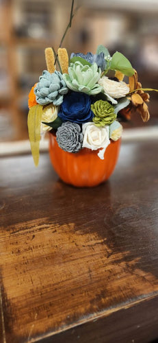 Orange Pumpkin Wooden Flowers