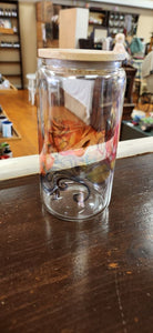Floral Clear Glass Jar