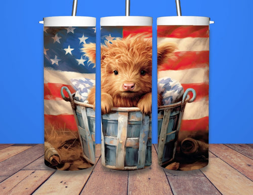 Flag And Highland Cow Tumbler