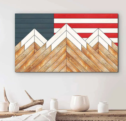 Mountain Flag Wooden Wall Decor