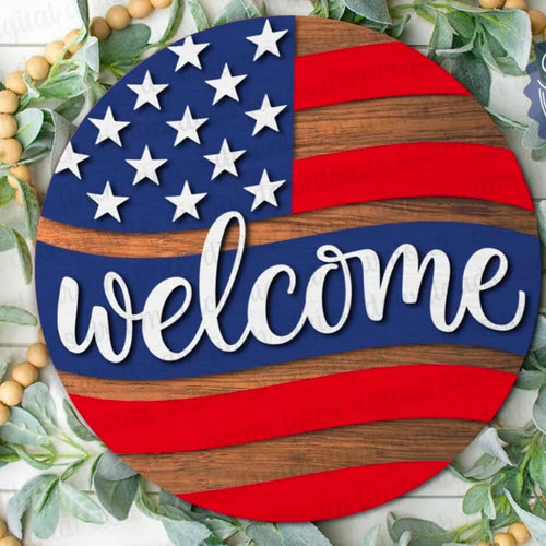 Welcome Flag Door Sign