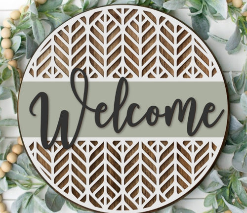 Herringbone Welcome Door Sign