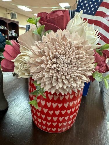 Wood floral with Red heart mug