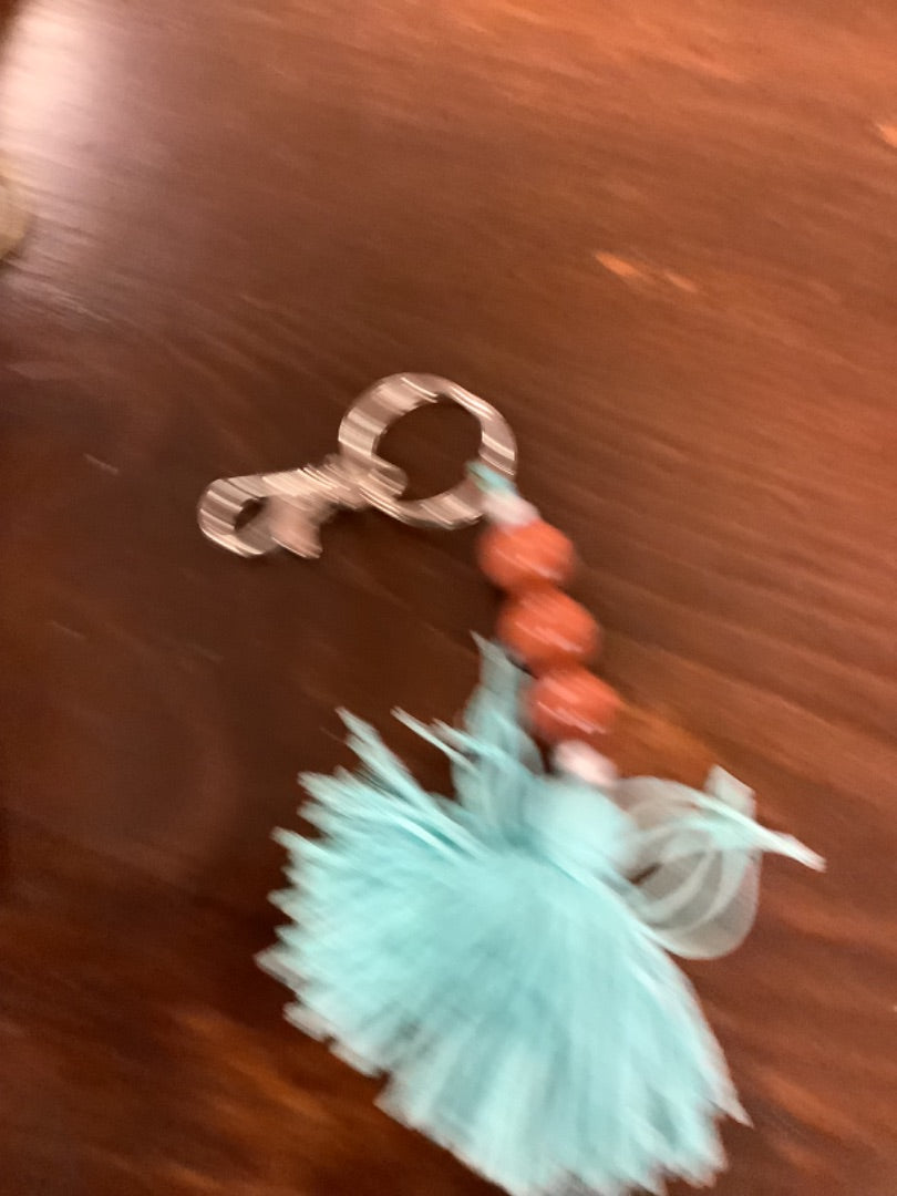 Blue bead keychain