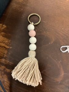 Pink bead keychain