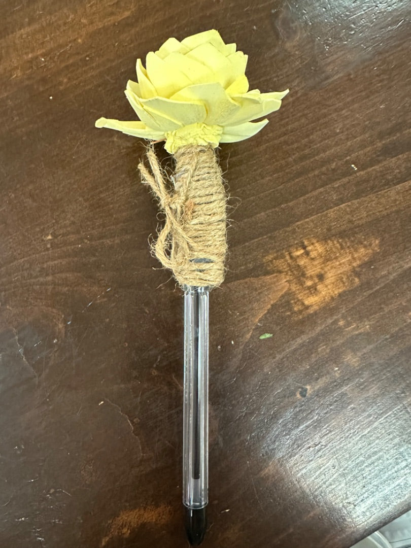 Yellow wood floral pen