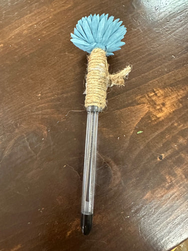 Light blue wood floral pen