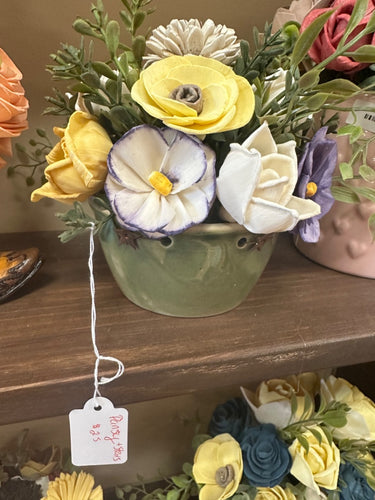 Star vase wooden pansy flowers