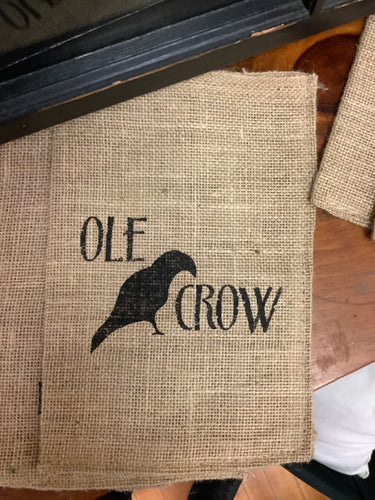 Medium ole crow burlap bag