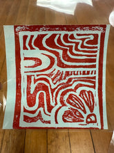 Load image into Gallery viewer, Red linocut art