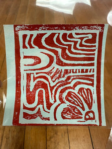 Red linocut art