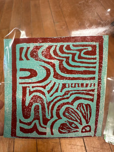 Red linocut art