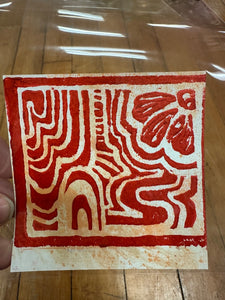 Red linocut art