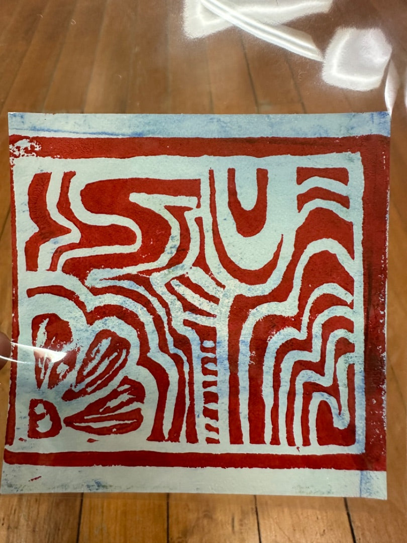 Red linocut art