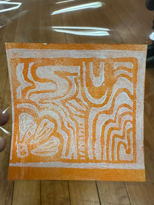 Orange linocut art