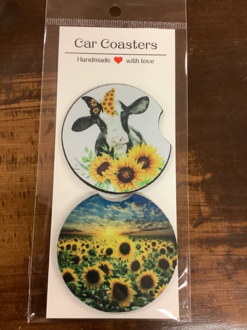 Sunflower field car coasters