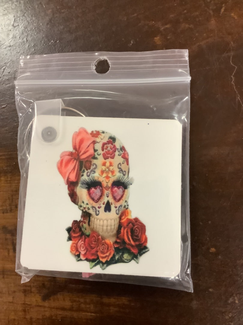 Floral skull keychain