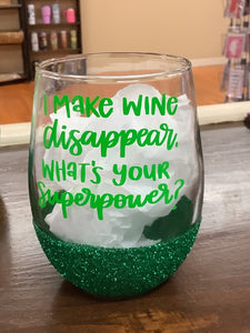 Green wine disappear glass