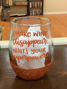 Orange wine disappear glass