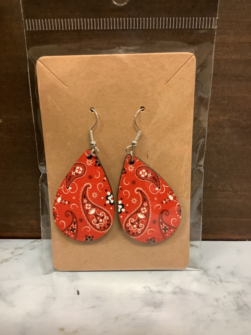 Red pattern earrings