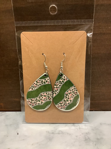 Green/cheetah earrings