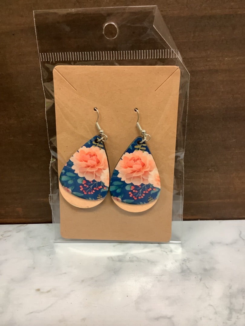 Pink flower earrings