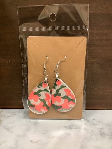 Pink camo earrings