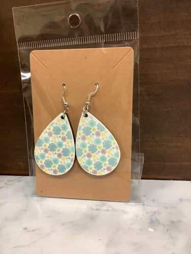 Blue pink floral earrings