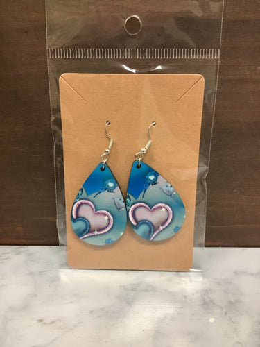 Blue heart earrings