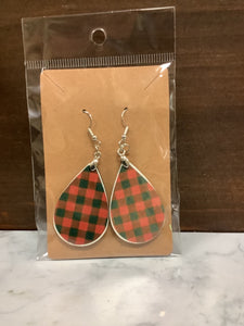 Red plaid earrings