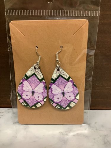 Purple butterfly earrings