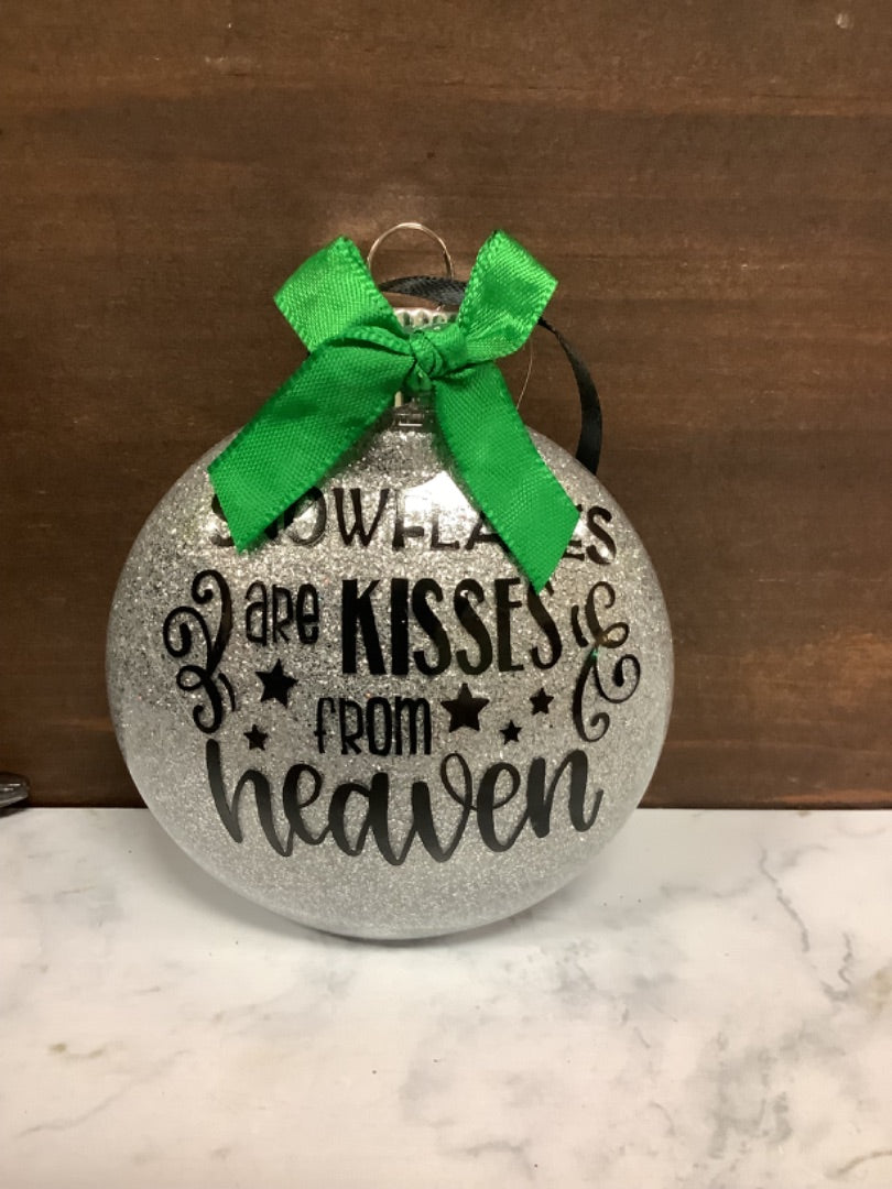 Silver kisses from heaven ornament