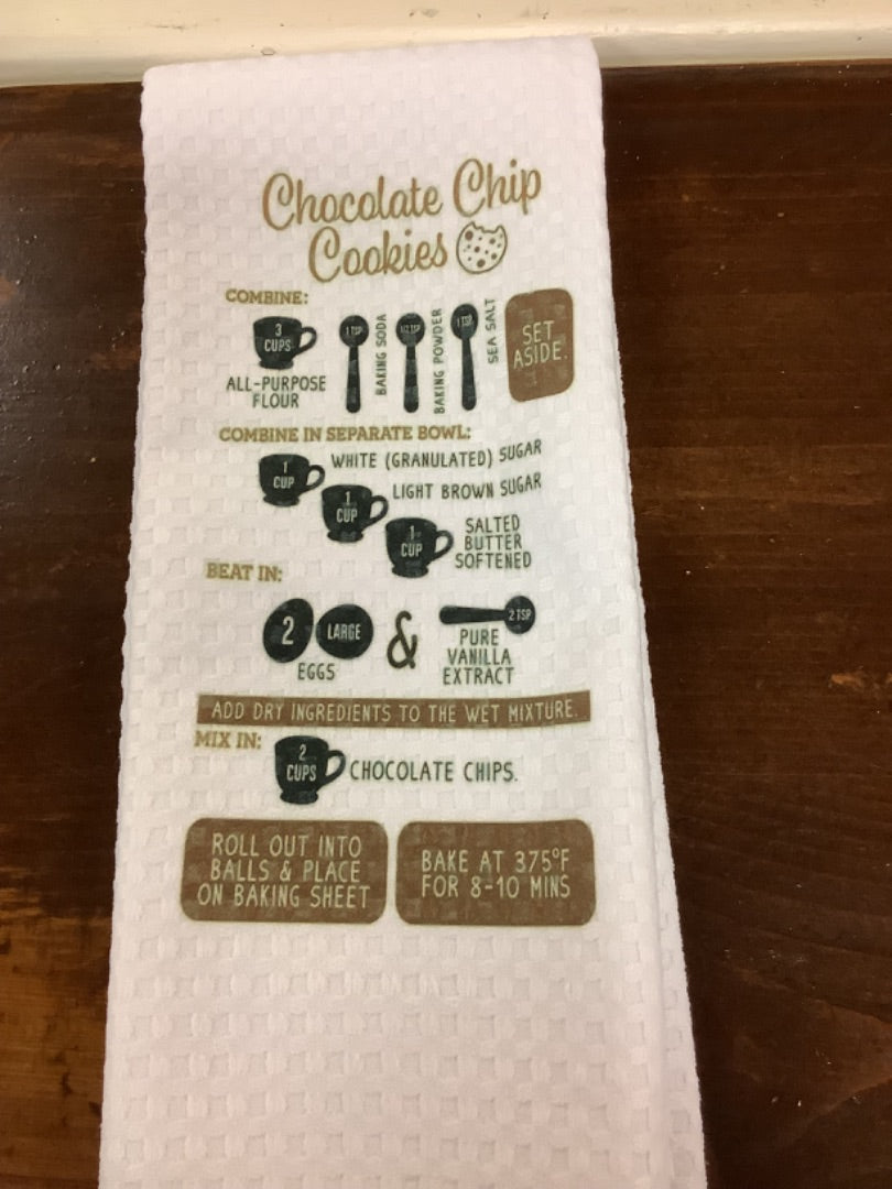 Chocolate chip cookie recipe dish towel