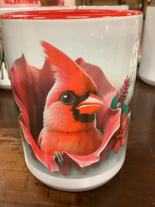 Floral Cardinal coffee mug