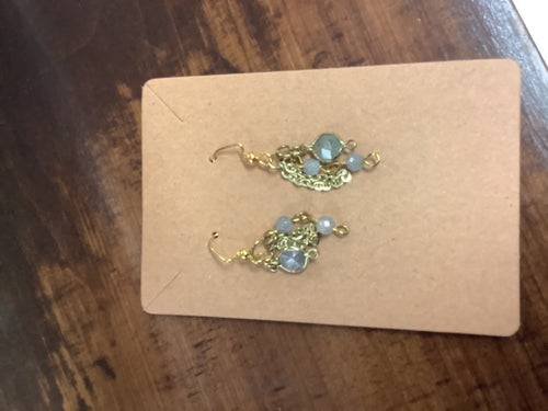 Grey marble gold earrings